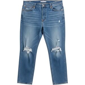 Levis Jeans Wedgie Straight Distressed 22WS Blue Women Plus Size High Rise Denim